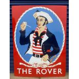 A pictorial enamel sign advertising 'The Rover' depicting a sailor smoking a pipe, with superb