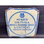 A Southsea Hotels, Boarding House & Caterers Association enamel sign, 22 x 23 1/2".