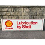 A Shell Lubrication rectanguar garage forecourt painted metal sign, 69 x 19 3/4".
