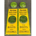 Two Avon Brilliant Polish tin finger plates plus two boot polish tins.