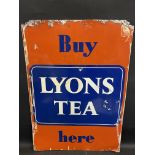 A 'Buy Lyons Tea Here' rectangular aluminium advertising sign, 19 1/2 x 27 1/2".