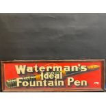 A Waterman's Ideal Fountain Pen pictorial wooden hanging advertising sign, 50 x 15 1/4".