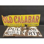 An Old Calabar Dog, Poultry & Game Foods rectangular enamel sign, 36 x 12".