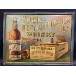 A Cork Distilleries Co. Ltd pictorial tin advertising sign, 16 1/2 x 12 1/2".