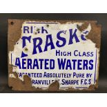 A small Trask's Aerated Waters enamel sign, 9 x 7".