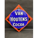 A superb Van Houten's Cocoa lozenge shaped enamel sign of unusual large size, dated October 1910, 34