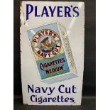 A Player's Navy Cut Cigarettes pictorial packet enamel sign, in excellent condition, 21 x 36".