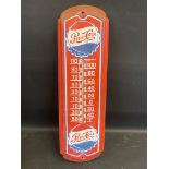 A Pepsi-Cola American tin advertising thermometer, possibly a later issued example, 8 x 27 1/4".