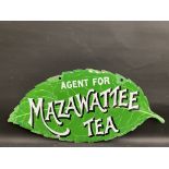 A very rare Mazawattee Tea double sided leaf-shaped enamel sign with excellent gloss