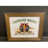 A reproduction framed and glazed advertisement for Coleraine Whisky, 25 1/2 x 20 1/2".