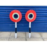 Two fairground hand painted shooting targets.