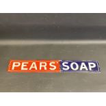 A Pears' Soap rectangular enamel strip sign, with some retouching, 18 1/2 x 3".