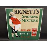 A rarely seen Hignett's Smoking Mixture pictorial enamel sign, with some restoration, 20 x 20".