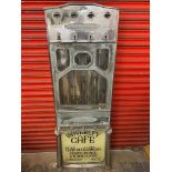 A Harper Automatics chrome plated cigarette vending machine, with four coin slots, and Waverley Cafe