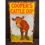 A decorative and contemporary oil on board advertising Cooper's Cattle Dip, 23 1/2 x 39 1/2".