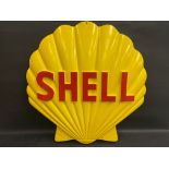 A large Shell fibreglass garage sign, 1959, by repute removed from the Shell headquarters in France,