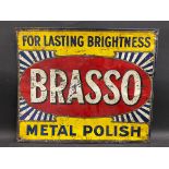 A Brasso Metal Polish tin advertising sign, 12 x 10".