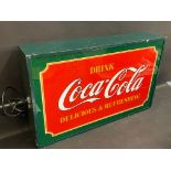 A Coca Cola illuminated double sided lightbox, probably 1980s, 28 1/2" w x 17 3/4" h x 6" d.