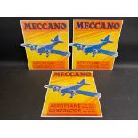 Three Meccano pictorial showcards of bright colour, each 9 1/2 x 9 1/2".