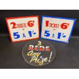 Three rare survival painted fairground signs from a Bingo stall.