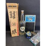 A large (empty) bottle of Long John Scotch Whisky, in original box, plus a reproduction Dairy