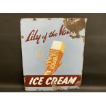 A Lily of the Valley Ice Cream pictorial enamel sign, 17 3/4 x 21 3/4".