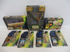 Three boxed Star Wars Power of the Force items, Stap, Speeder Bike and Jabba the Hut dancers, also