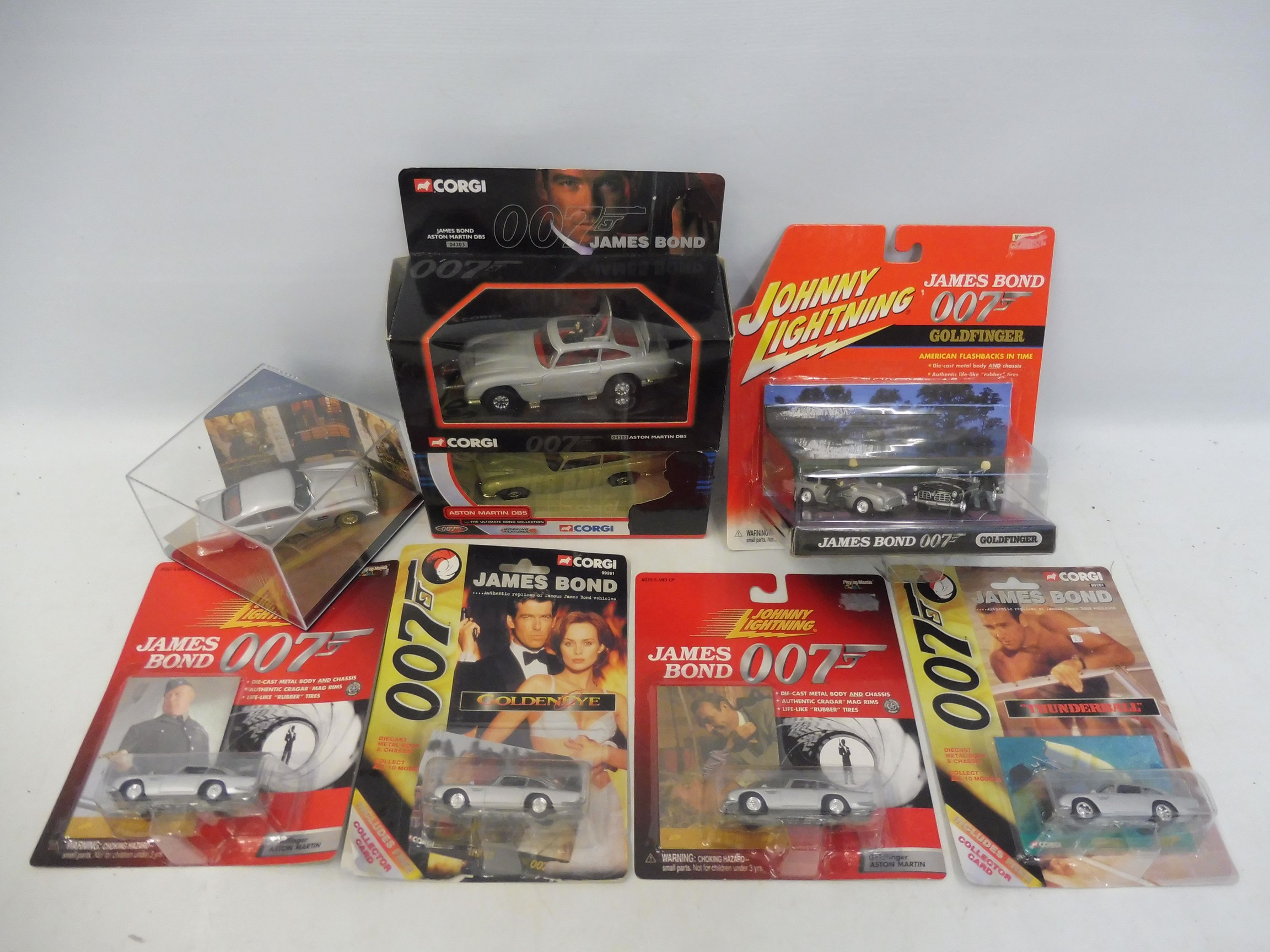 A selection of carded James Bond cars, from various Bond films.