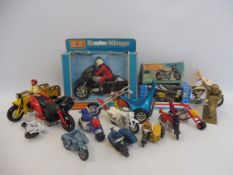 A small quantity of die-cast motorcycles to include Lesney, boxed Matchbox BMW and others.