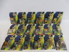 18 carded Star Wars Power of the Force figures, made by Kenner, circa 1996, most cards have been
