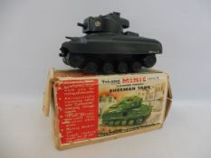 A boxed early Tri-ang Minic series II circa 1960s Sherman Tank, unchecked.