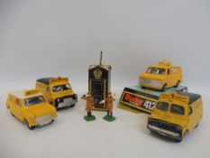 An assortment of AA reproduction figures and a telephone box etc.