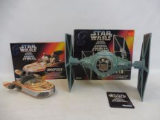 Two circa 1996 Kenner Star Wars space ships, Tie-Fighter and Land Speeder.
