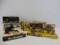 A Britains The Ancient Seige Machine Balista and a 105mm Howitzer, both boxed but end flap missing