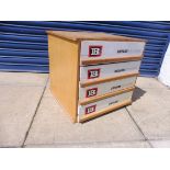 A rare Britains four drawer toy shop dispensing chest, probably used for soldiers or plastic
