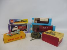 A small quantity of die-cast vehicles to include a boxed Dinky Bristol helicopter and a Britains