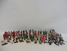 A selection of mostly Britains Deetail soldiers including British and German.