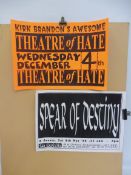 Two original gig posters for The Theatre of Hate and Spear of Destiny, pin holes to corners.