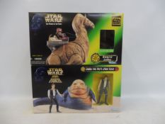 A boxed Kenner Star Wars trilogy Ronto and Jawa, Jaba the Hut and Solo, excellent condition.