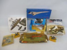 A selection of die-cast aircraft to include Dinky helicopter.