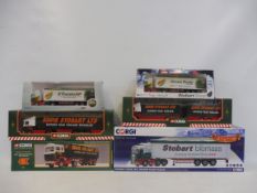 A selection of Corgi Eddie Stobbart vehicles to include the Scania curtain sided trailer and the