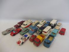 A selection of Dinky, Spot On and Corgi playworn vehicles.