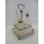 A Regent Plate silver plated four bottle cruet set.