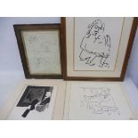 PATRICK PROCTOR - a limited edition print, 76/98, plus two Oriental charicature studies, one framed,