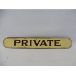 A Garnier of London enamel 'Private' sign, 18 x 2 3/4".