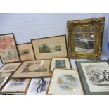 A large quantity of assorted pictures and prints including George Crukshank, various black and white