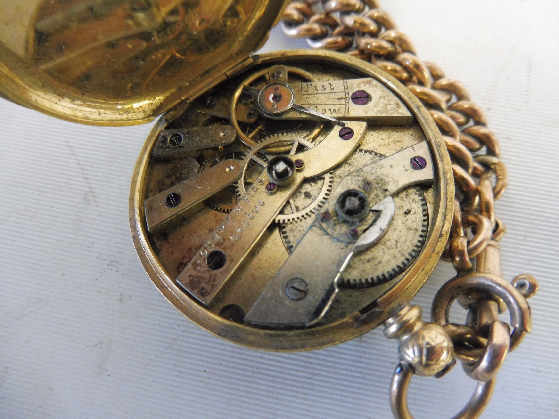 A yellow metal pocket watch marked K18, the movement engraved Joseph & Fils Geneve, approx. 40g, - Image 4 of 4