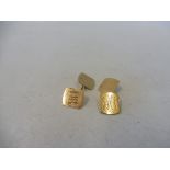 A pair of 9ct gold cufflinks, one side of each engraved with initials, 5.3g.