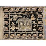 A very good quality sequin embroidered and multi-coloured thread wall hanging, depicting a pair of