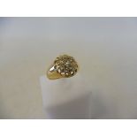 A cased 18ct gold Victorian diamond cluster ring, size M/N, 5.6g.